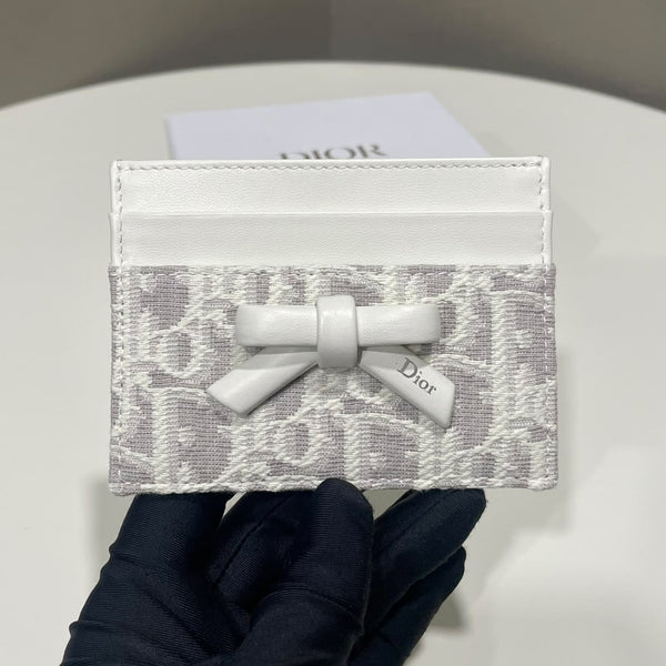 Dior Promenade Freesia Card Holder Latte Grey Oblique