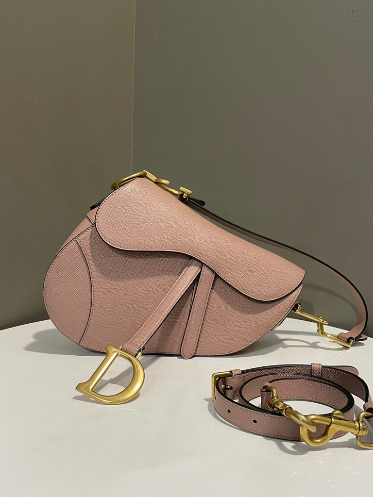 Dior Saddle Bag with Strap Nude Beige Grainy Calfskin