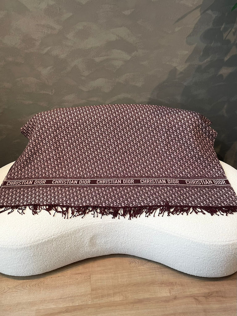 Dior Throw Blanket Burgundy Oblique