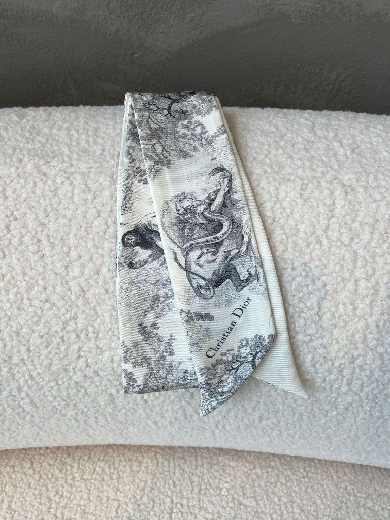 Dior Toile de Jouy Sauvage Mitzah Scarf Grey / Ivory