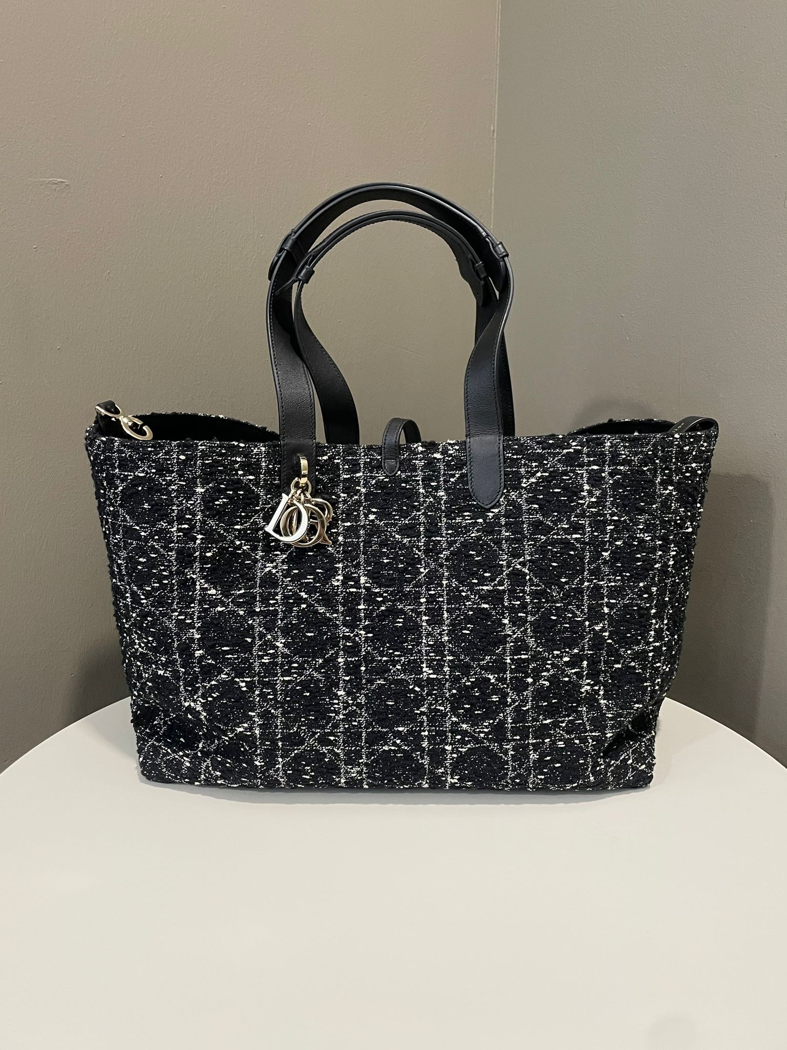 Déci Couture FANCY TWEED TOTE BAG BLACK