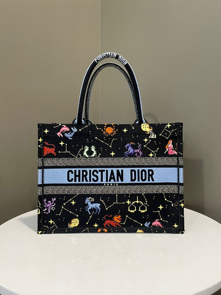Dior Zodiac Book Tote Black / Multicolored Embroidery
