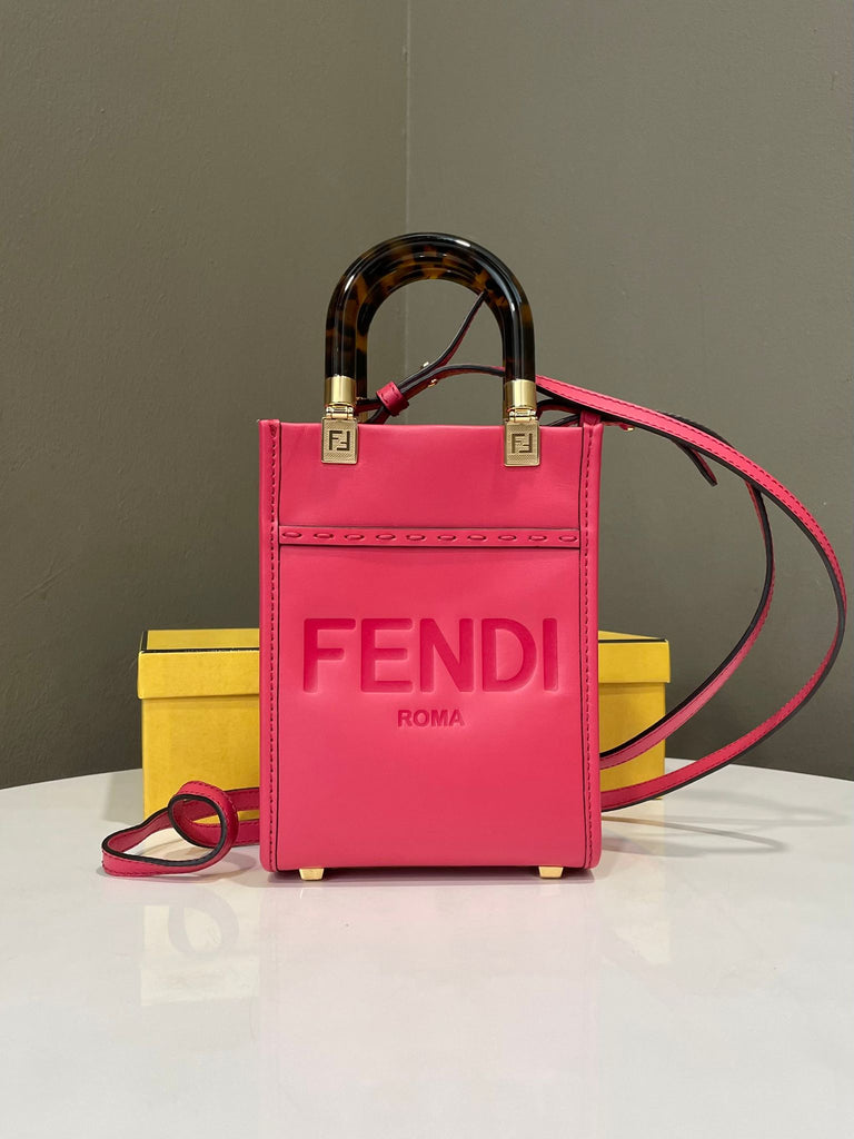 Fendi Sunshine Mini Tote Fuchsia Pink Calfskin