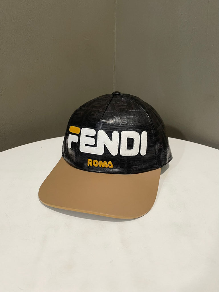 Fendi x Fila Zucca Cap Brown Coated Canvas