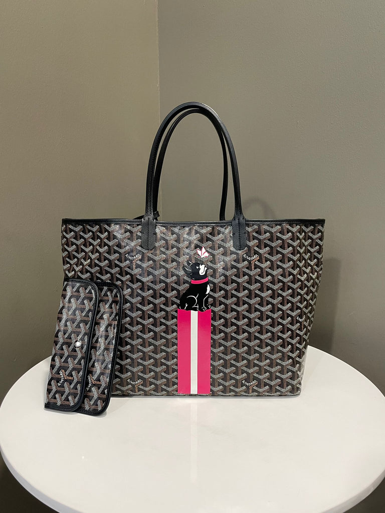 Goyard Saint Louis PM  Black Noir  “Hulot et le palillon” Marquage