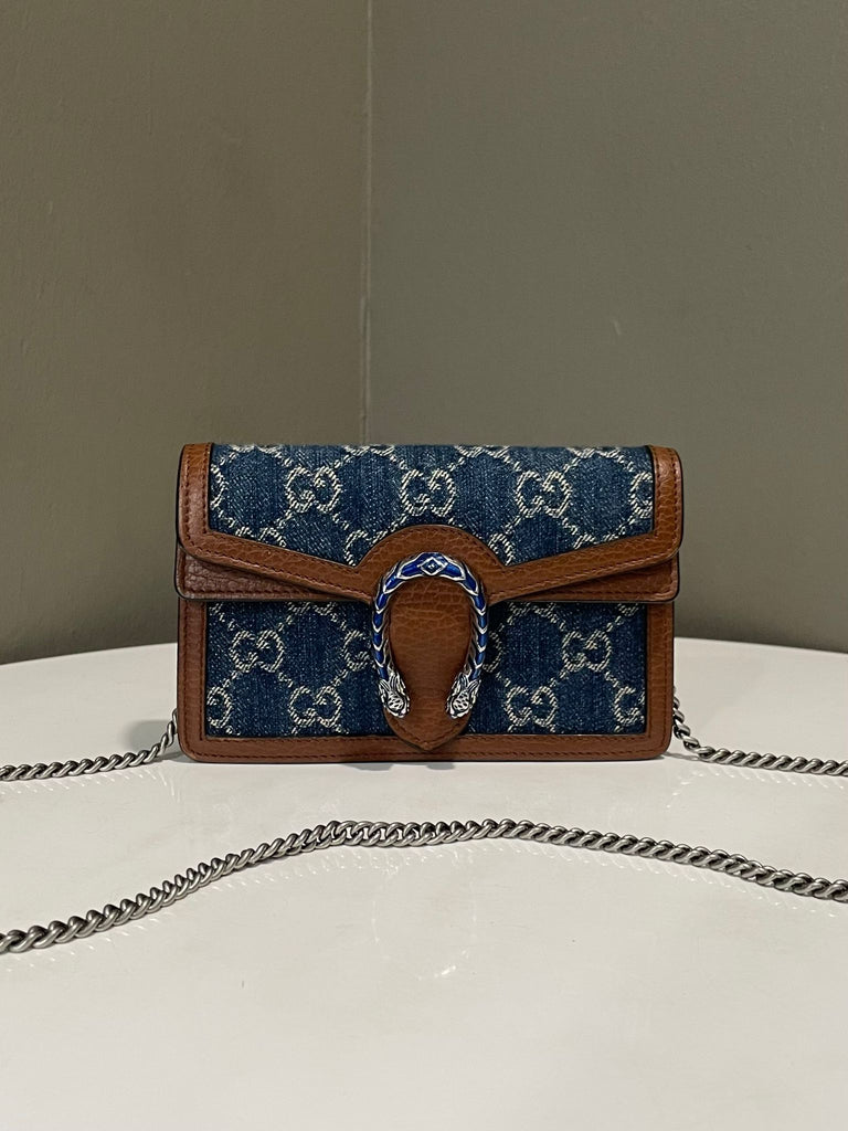 Gucci Dionysus Super Mini Bag Denim / Tan