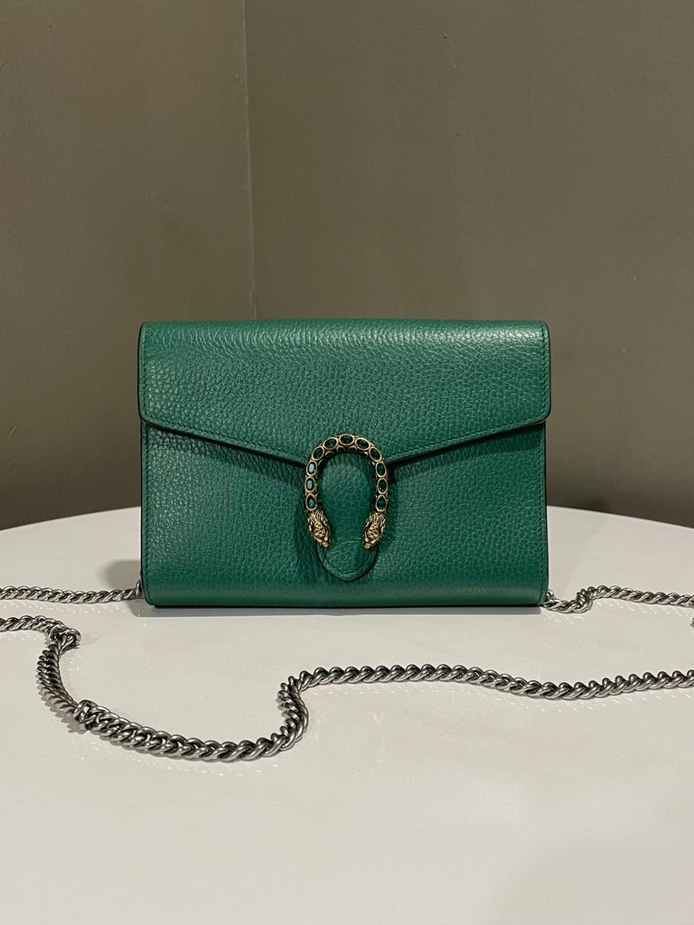Gucci Dionysus Wallet on Chain 
Emerald Grainy Calfskin