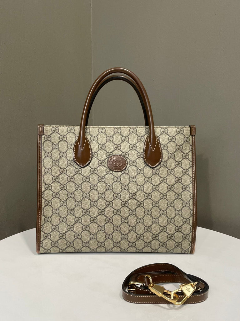 Gucci GG Supreme Tote Bag Tan Brown  Monogram