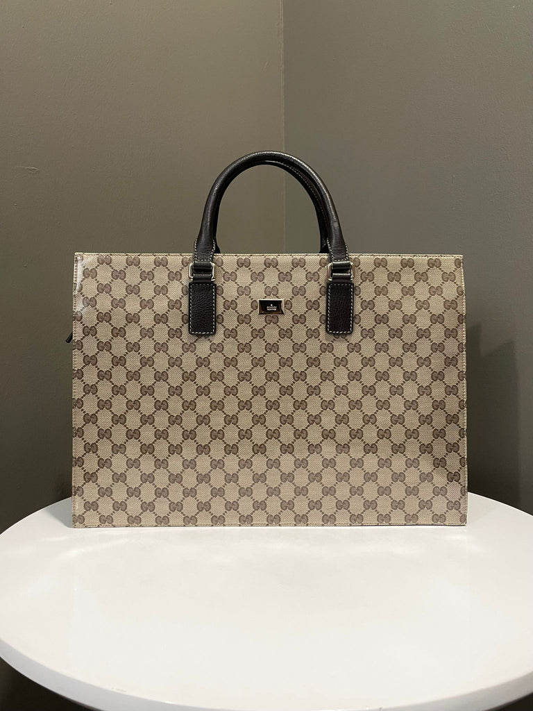 Gucci GG Tote Bag Brown Glazed Canvas