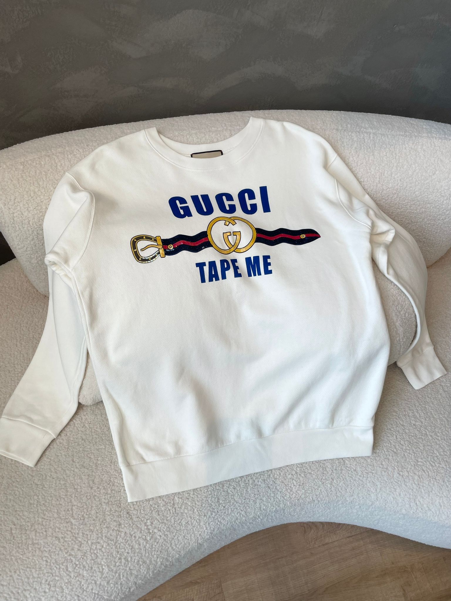 Gucci Tape Me Sequin Sweatshirt Ivory / Blue / Gold / Multicolor
