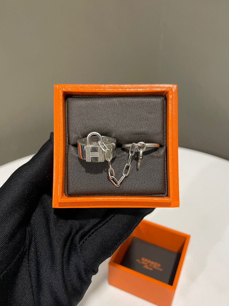 Hermes Alphakelly Double Ring 925 Sterling Silver 