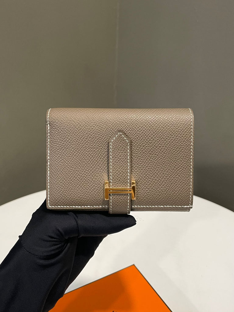 Hermes Bearn Compact Wallet Etoupe Epsom