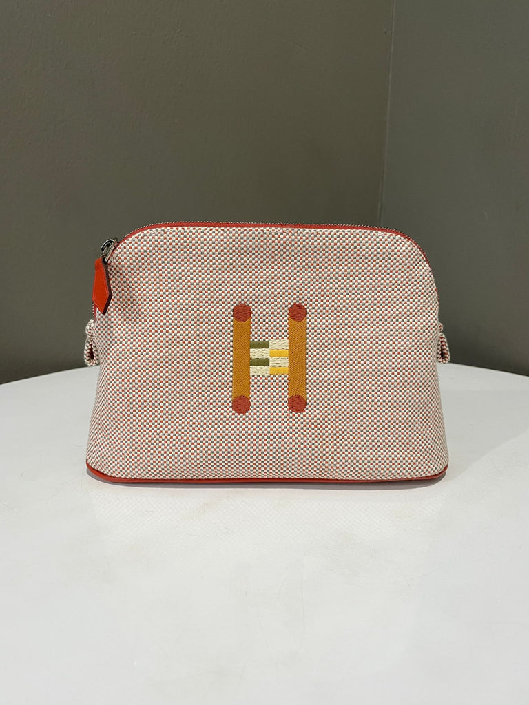 Hermes Bolide Crazy H Case Mini Model Orange  Ficelle Canvas 