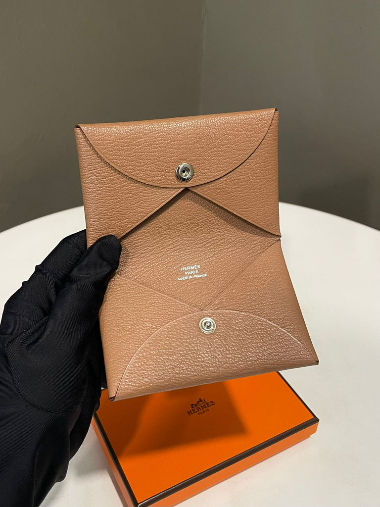 Hermes Calvi Card Holder Marron Alezan Chevre