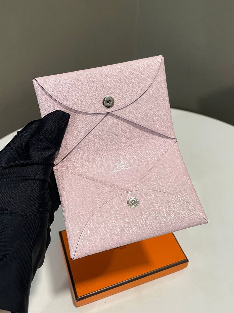Hermes Calvi Card Holder Rose Darling Chevre