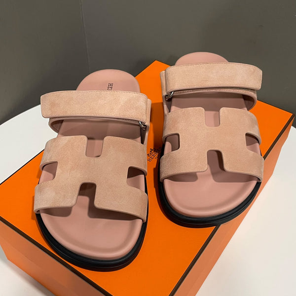Hermes Chypre Sandal Rose Nude Suede Size 38 