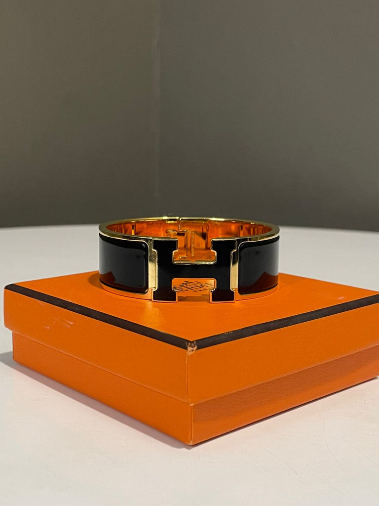 Hermes Clic H Wide Bracelet Black