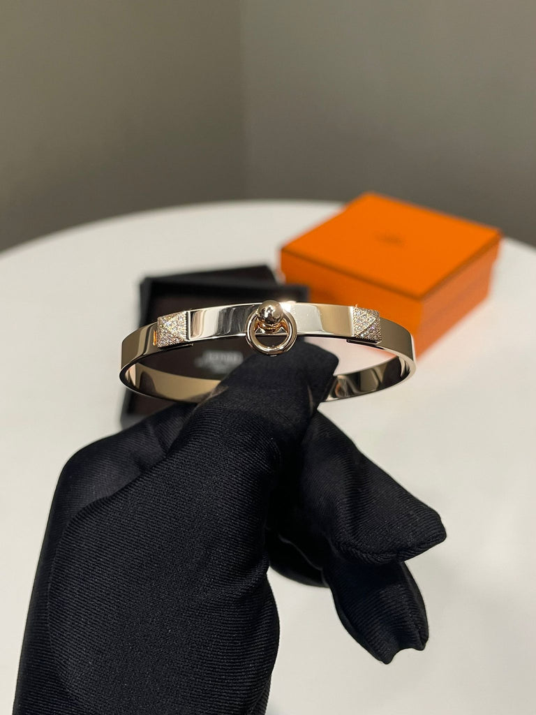 Hermes Collier de Chien Bracelet Diamond 18K Rose Gold