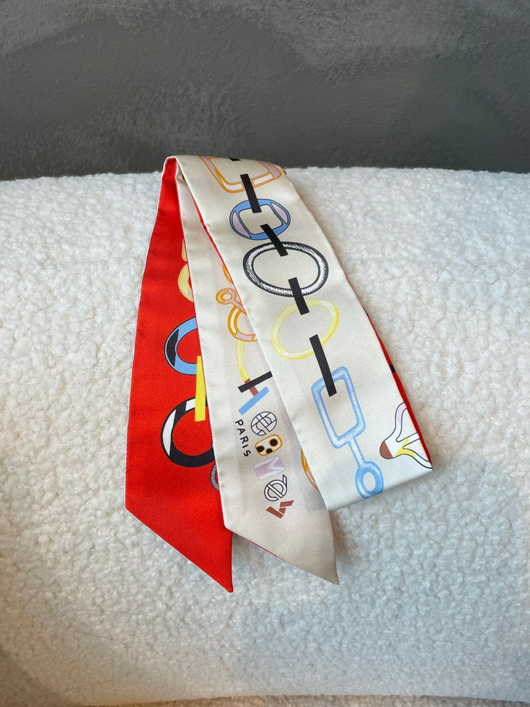 Hermes Do Re Boucles Twilly Creme / Rouge / Bleu Ciel