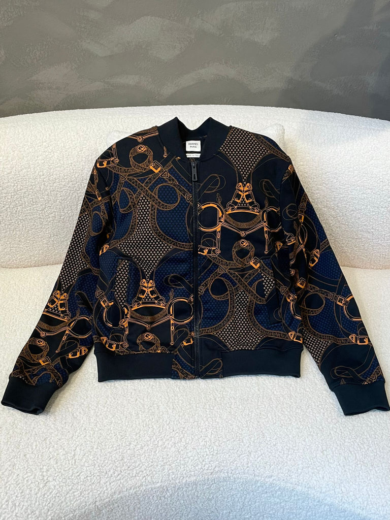 Hermes "Eperon d'or Bandana Jacket Black Size 36