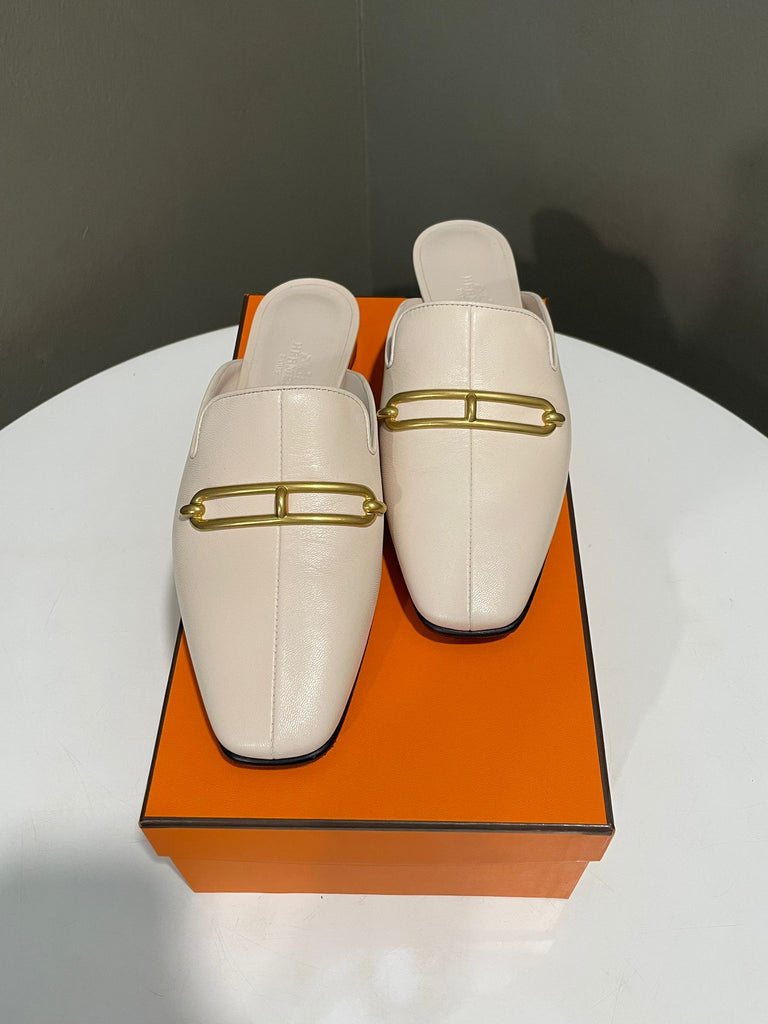 Hermès Esmee Mules Light Pink Leather Size 36