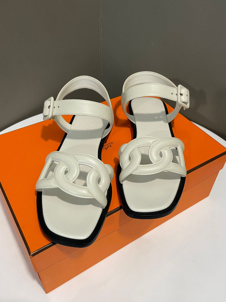 Hermes Feliz Sandal White Size 37