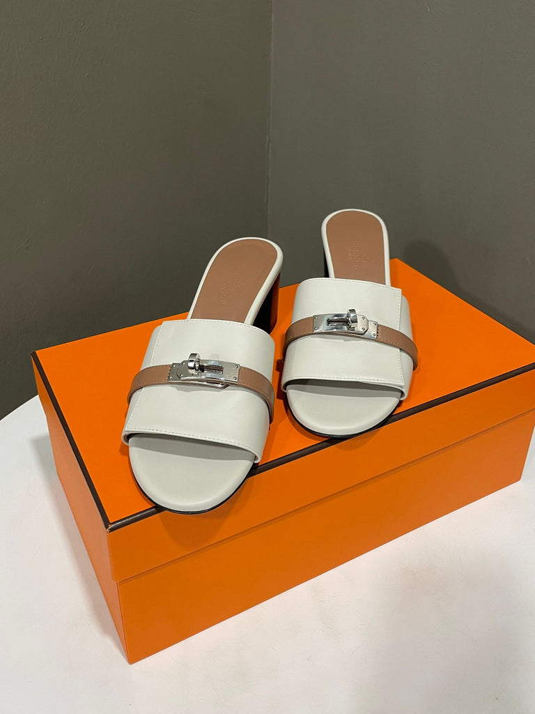 Hermes Gigi 50 Sandal Cream / Tan Size 37