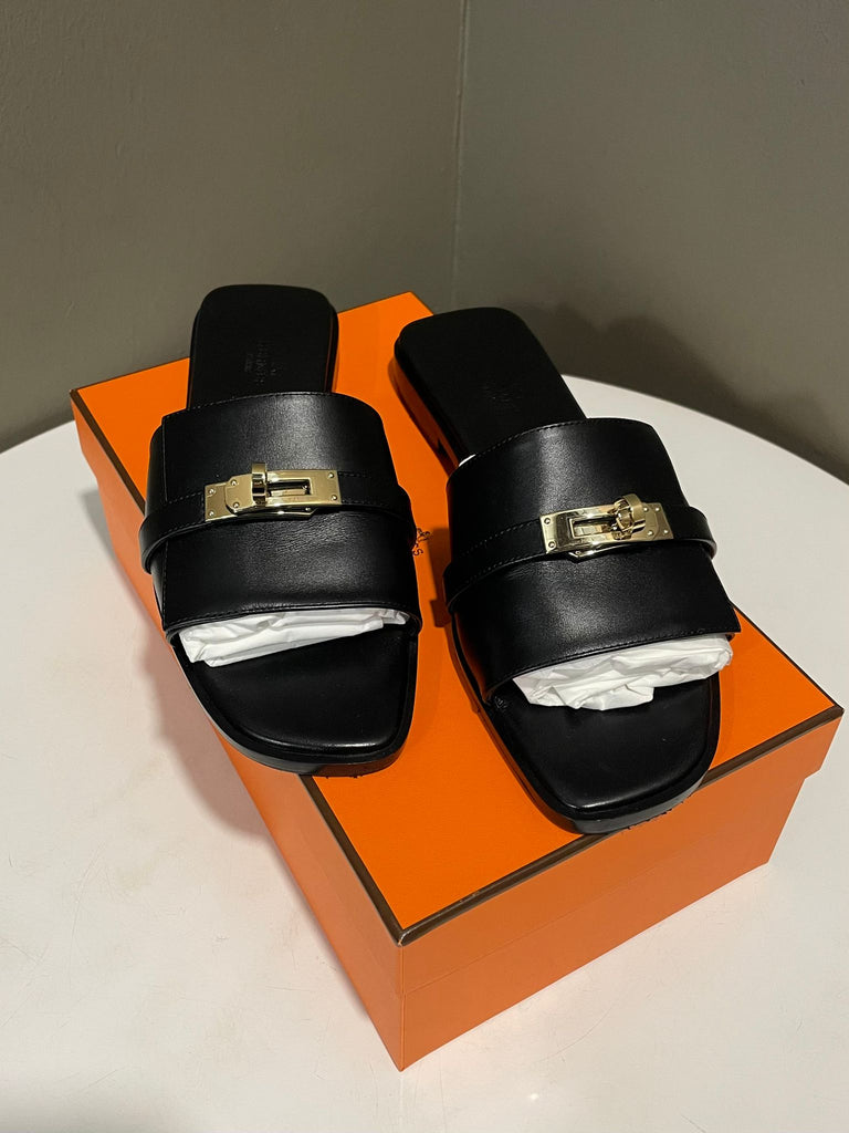 Hermes Giulia Sandal Black Noir Size 38.5