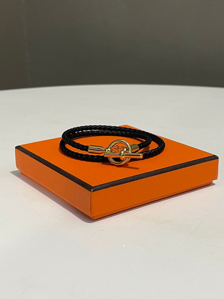 Hermes Glenan Double Tour Bracelet Black