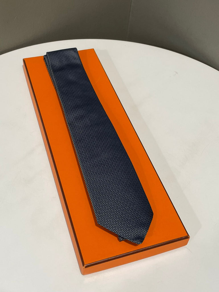 Hermes H Tie Vert Anglais Gris Clair