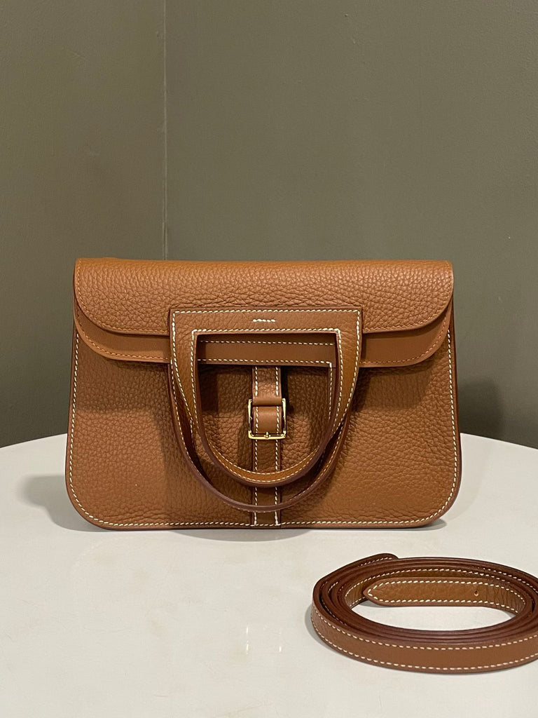 Hermes Halzan 25 Bag Gold Clemence
