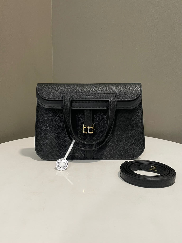 Hermes Halzan 25 Black Noir Clemence