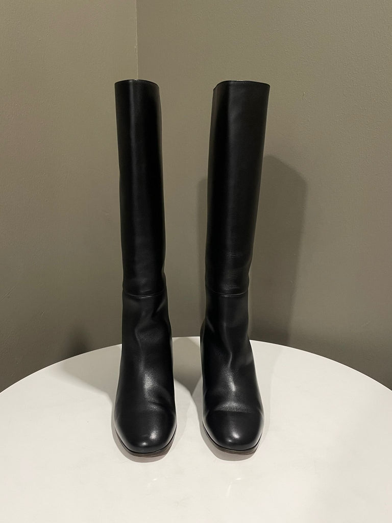 Hermes Heel Boots Black 37.5