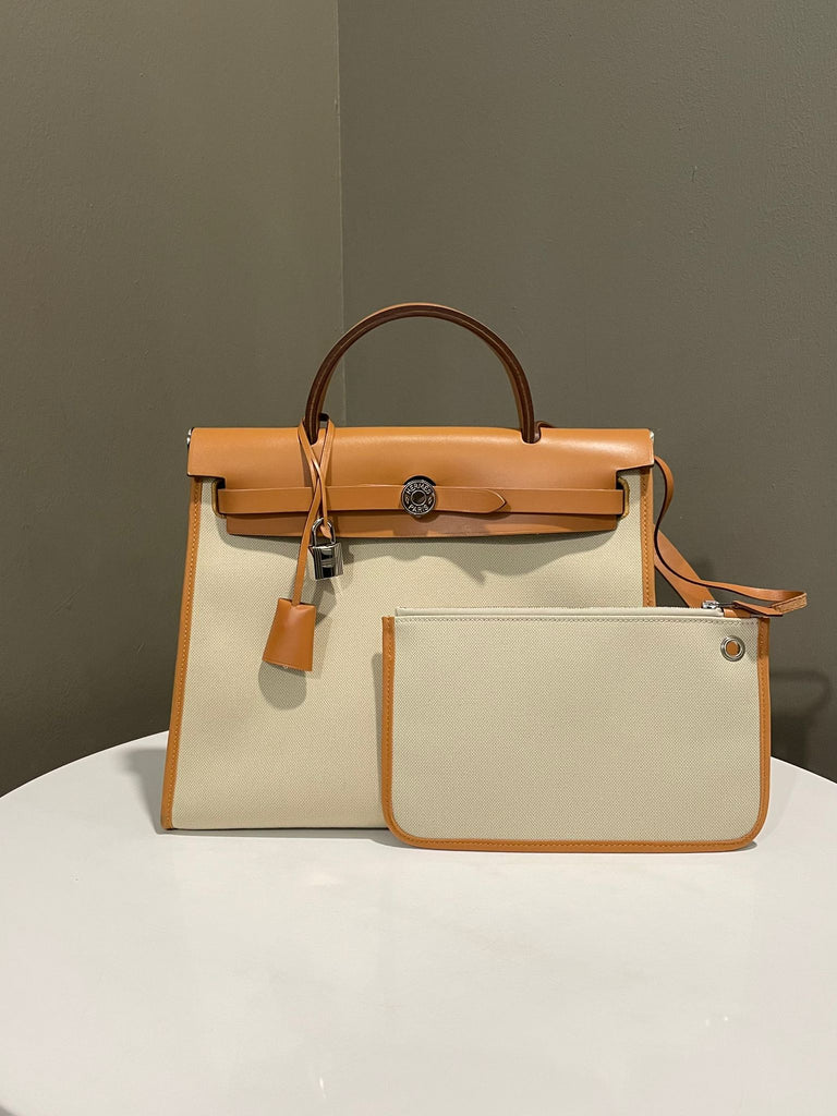 Hermes Herbag Zip 31 Sable Naturel / Toile