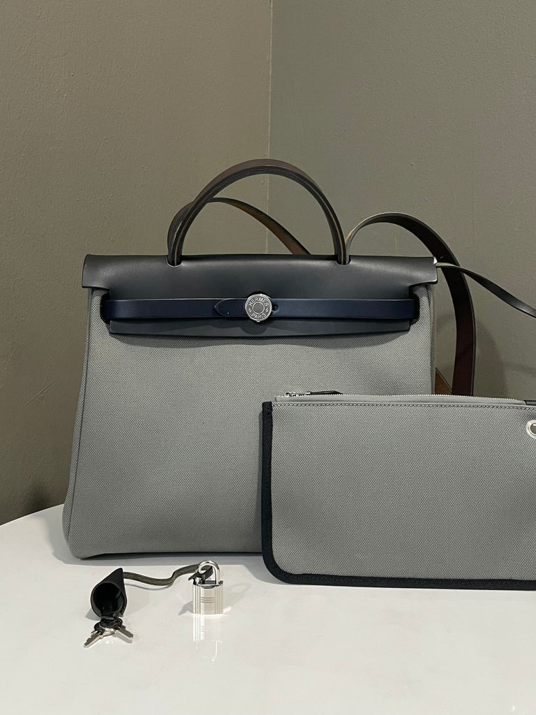 Hermes Herbag Zip 31 Gris Fume/ Ebene/ Noir/ Bl Indigo