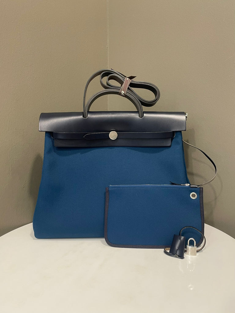 Hermes Herbag Zip 39  Deep Blue / Bleu Indigo