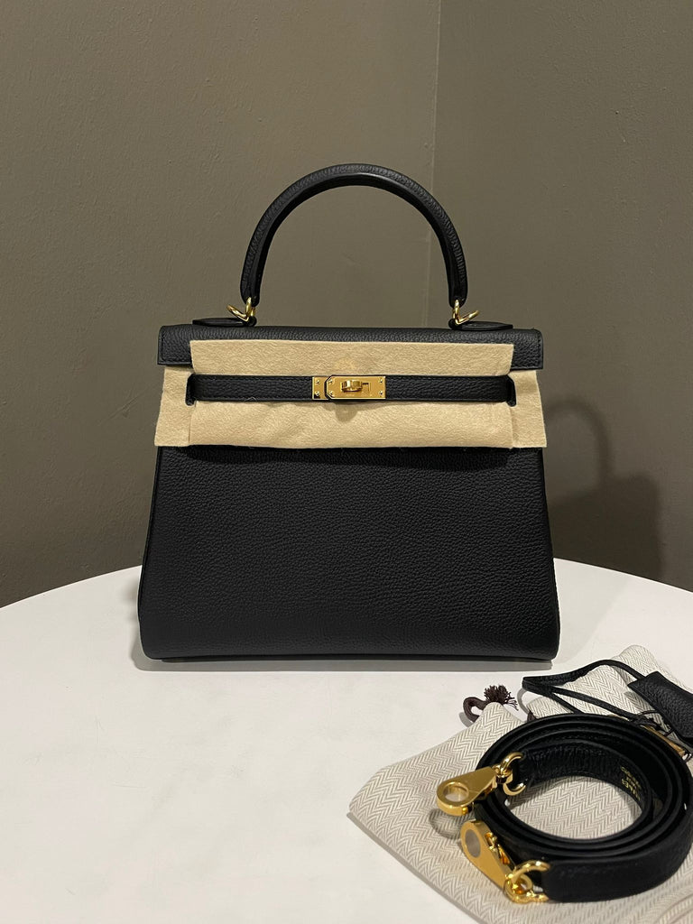 Hermes Kelly 25 Black Togo