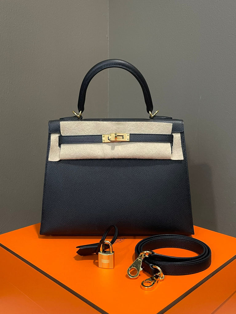 Hermes Kelly 25 Sellier Black Noir Epsom