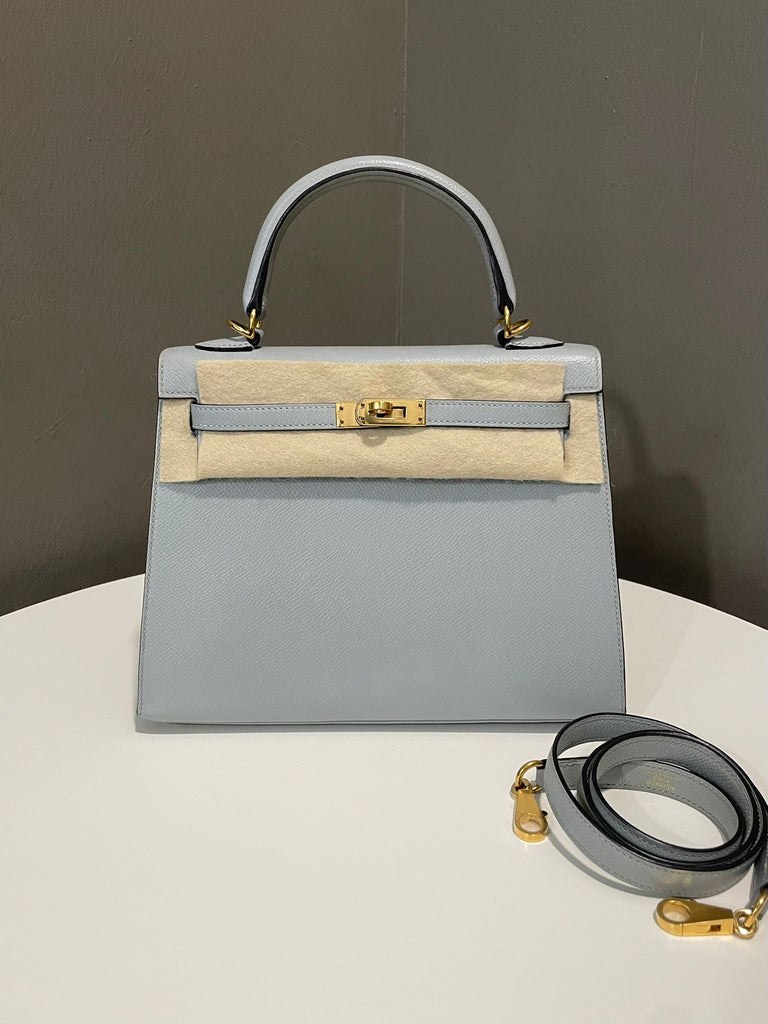 Hermes Kelly 25 Sellier Bleu Glacier Epsom