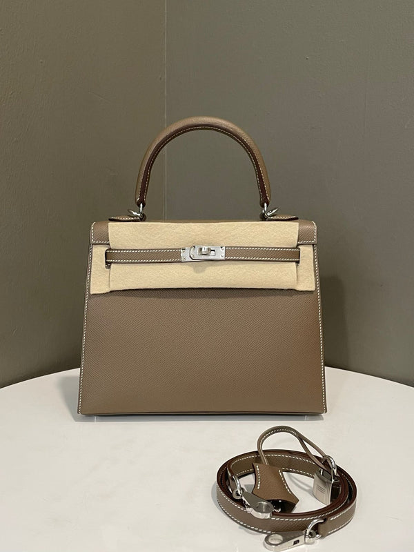 Hermes Kelly 25 Sellier Etoupe Epsom