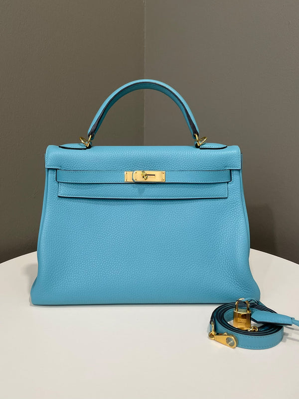 Hermes Kelly 32 Bleu Saint Cyr Clemence