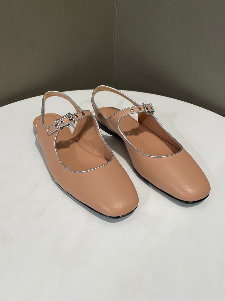 Hermes Kleo Slingback Beige Perlino / Gris Argenté PHW Size 38.5