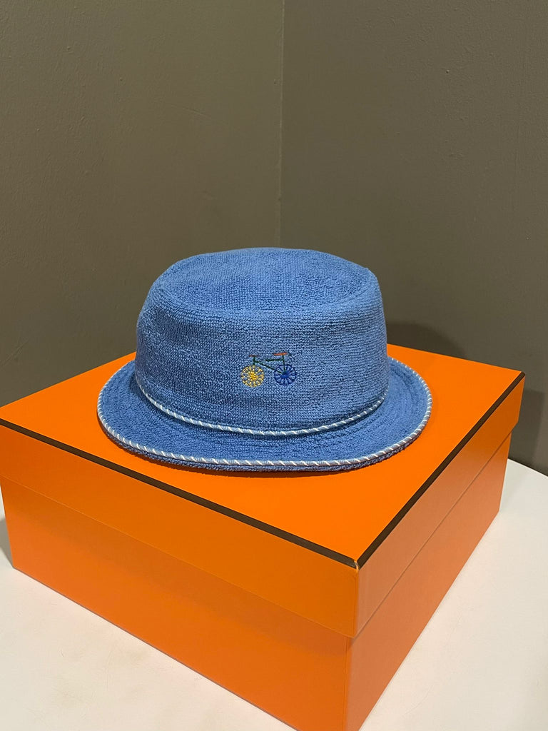 Hermes Les Cabanes Bucket Hat Denim Cotton