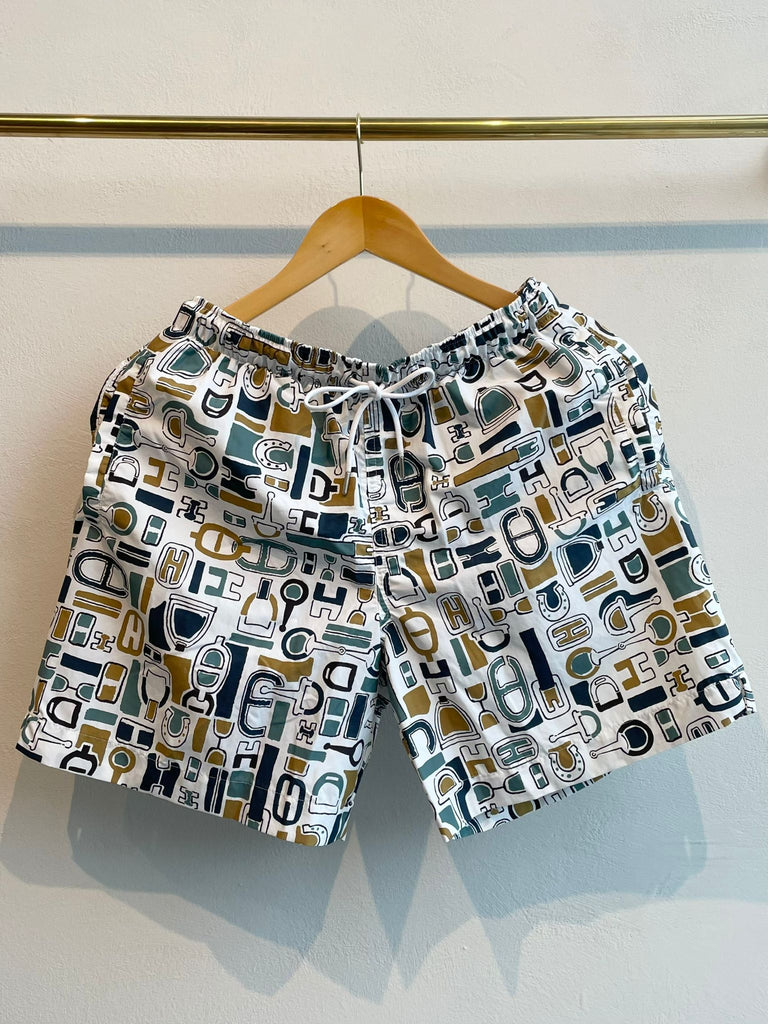 Hermes "Metal au Carre" Swim Trunk 100% Polyamide