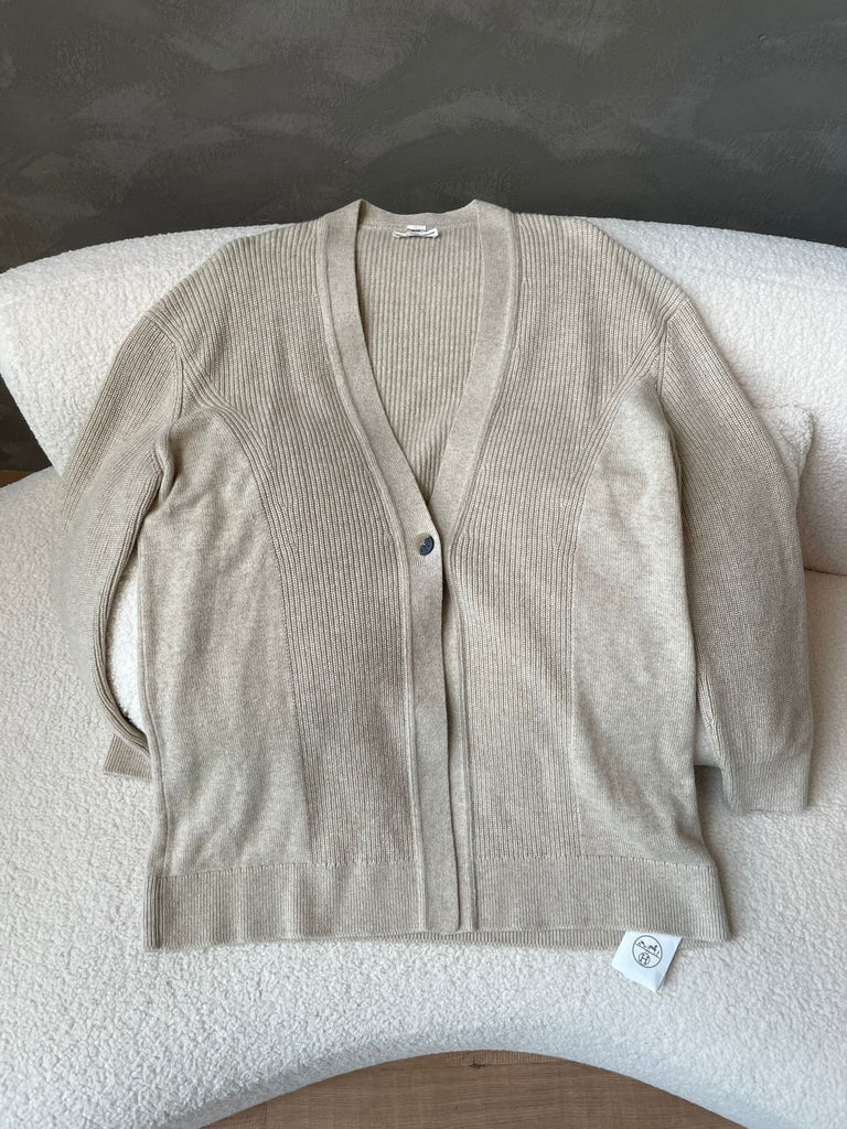 Hermes Mid-Length Cardigan Beige Cashmere