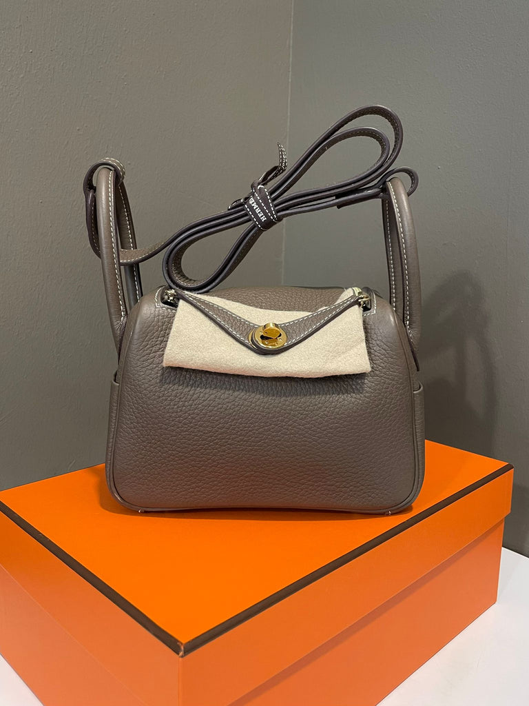 Hermes Mini Lindy Etoupe Clemence GHW