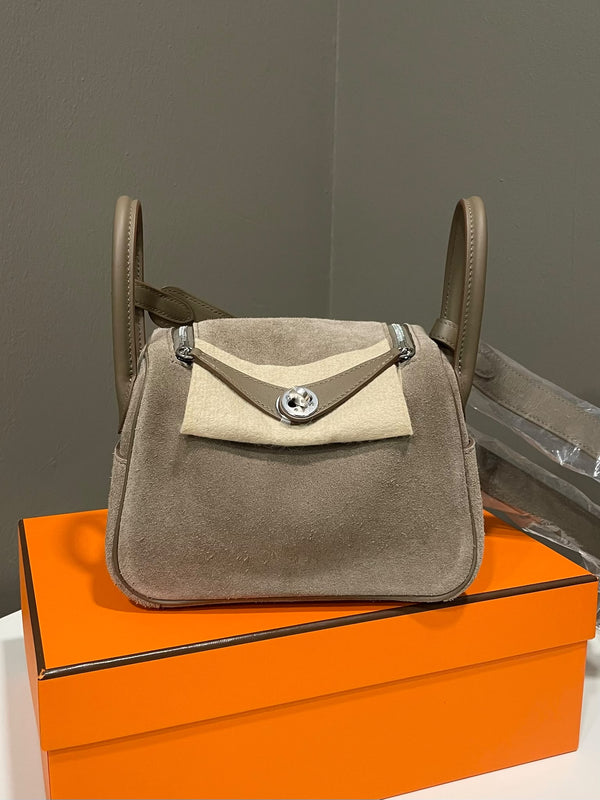 Hermes Mini Lindy II Grizzly Gris Caillou  Etoupe