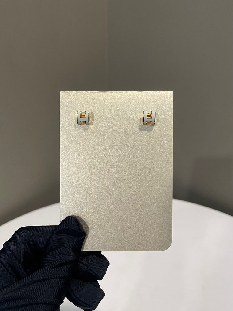 Hermes Mini Pop H Earring White