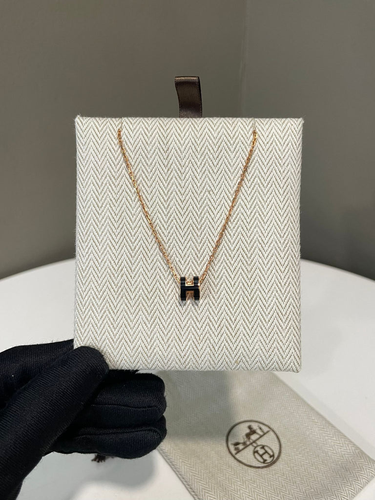 Hermes Mini Pop H Necklace Black Noir 