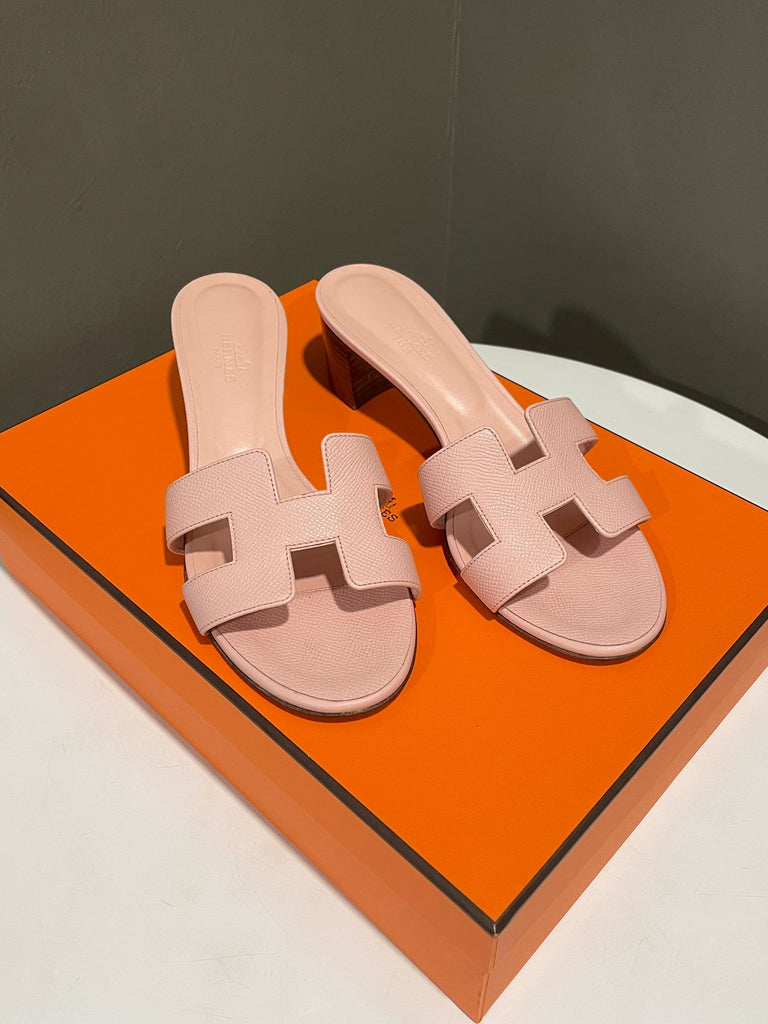 Hermes Oasis Sandals Rose Pale Epsom Size 39.5